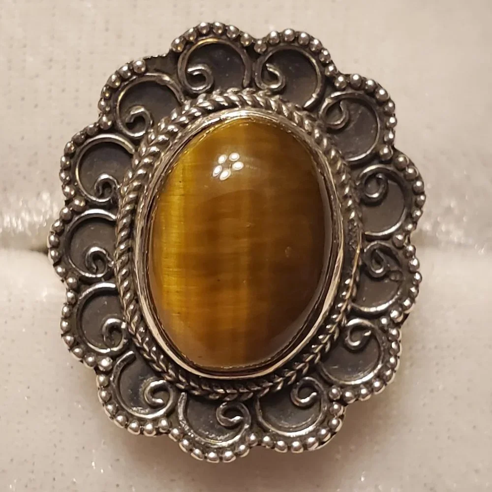 TIGER EYE STERLING SILVER  RING - Picture 4 of 8
